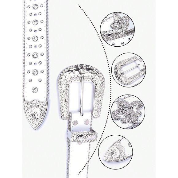 Rhinestone Belt For Men & Women, Western Cowboy Cowgirl Belt With Bling Cross😉 - Picture 6 of 6